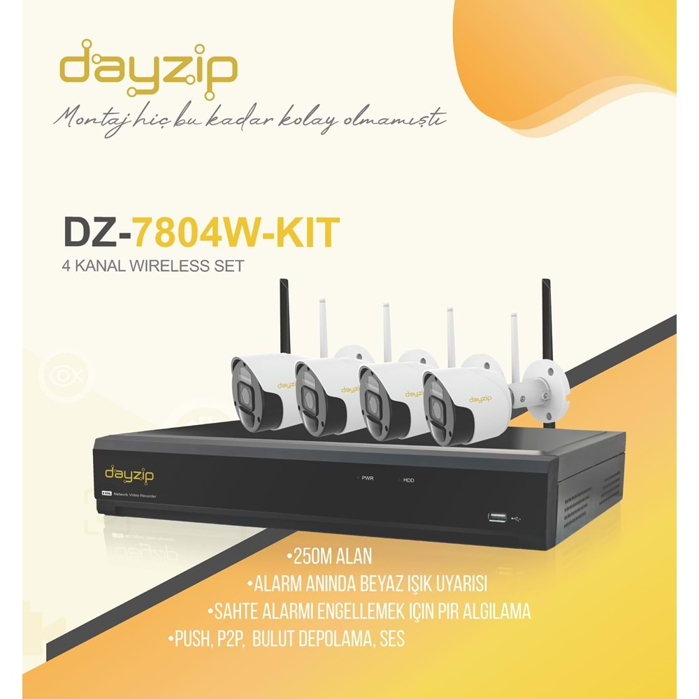 DAYZİP DZ-7408W-KIT H265+ 1080P WIRELESS KİT