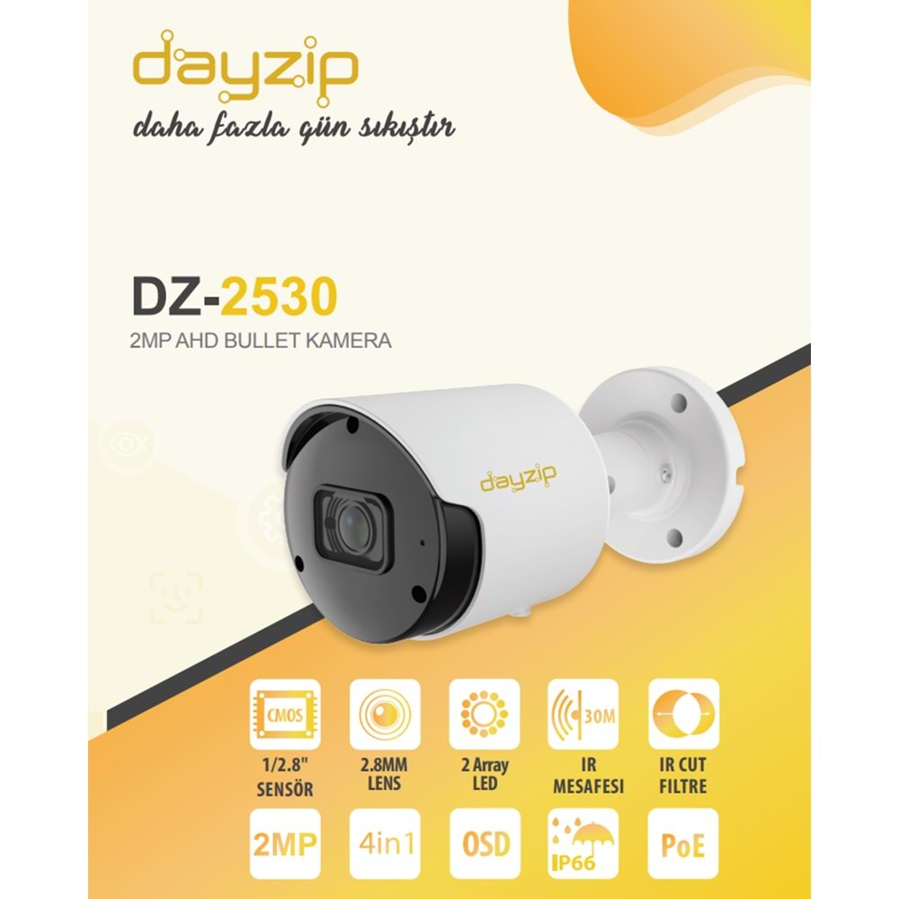 DZ-2530 2MP H.265 Ip Kamera POE, SD Kart, Akıllı Analiz (Yüz Tanıma)