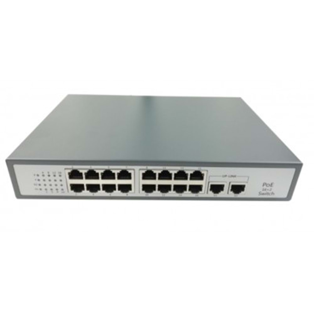 EC-SW16-POE 16 PORT 10/100 POE SWİCH +2 UPLİNK250 WATT