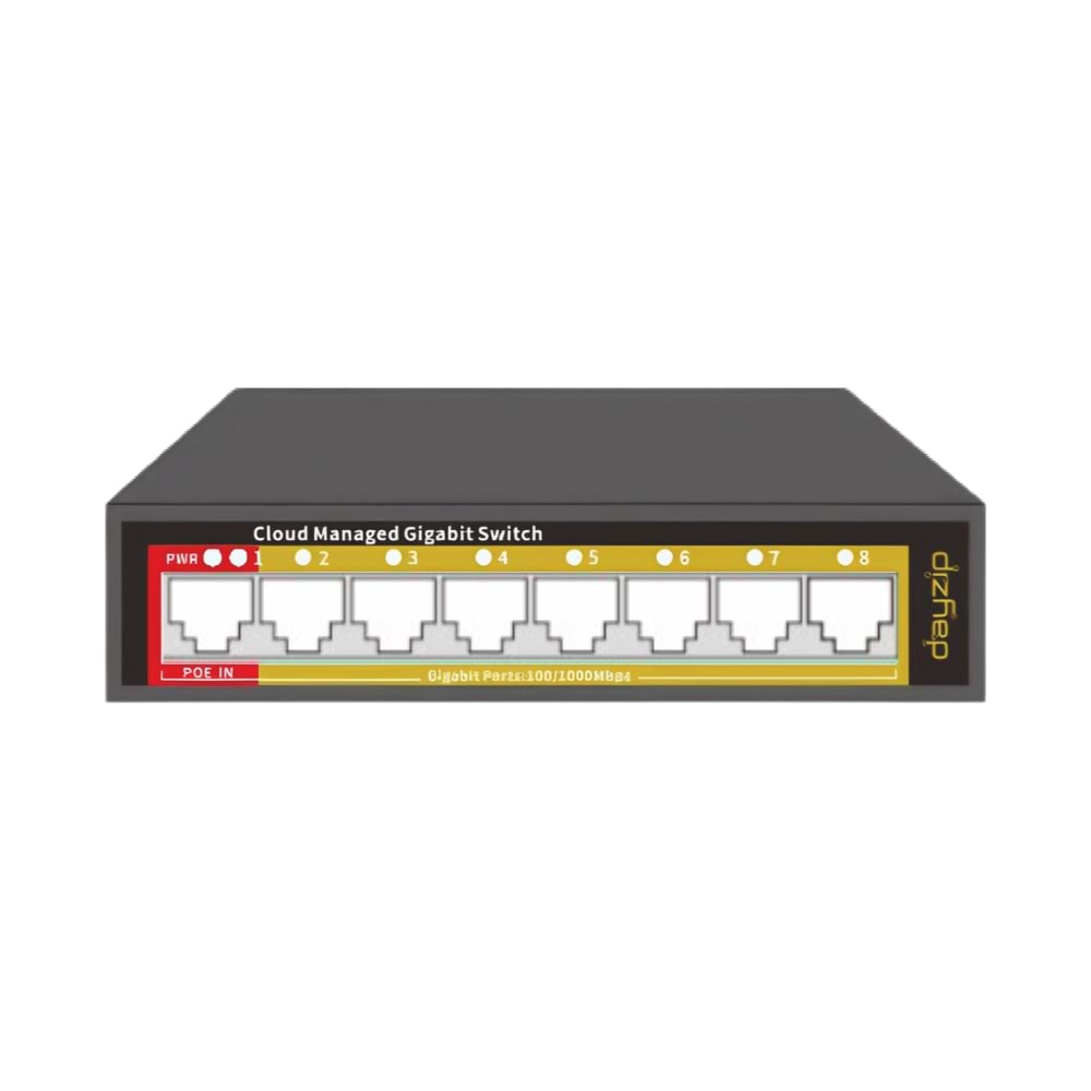 DAYZİP DZ-GS108 GİGABİT 8 PORT YÖNETİLEBİLİR SWİTCH MOBİL UYGULAMA İLE KONTROL