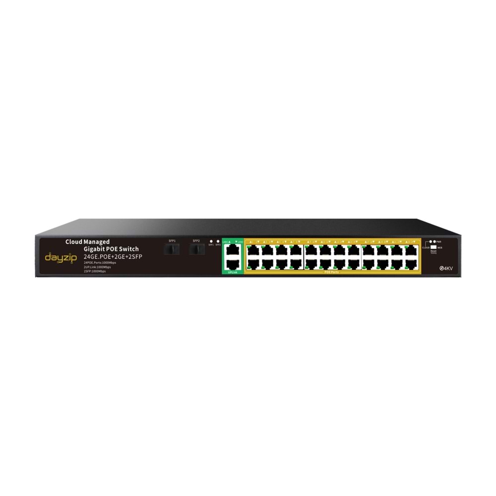 DAYZİP DZ-GPS424 24 PORT AKILLI YÖNETİLEBİLİR POE SWİTCH 360W 2 GİGABİT UPLİNK 2 SFP PORT