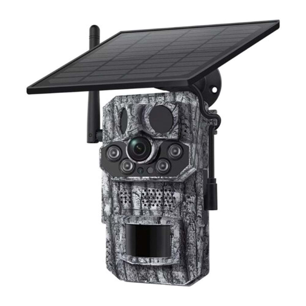 AV-S443H 3MP 4G Solar Kamera 940nm No-Glow Kamuflaj Avcılık Doğal Yaşam Kamerası Fotokapan