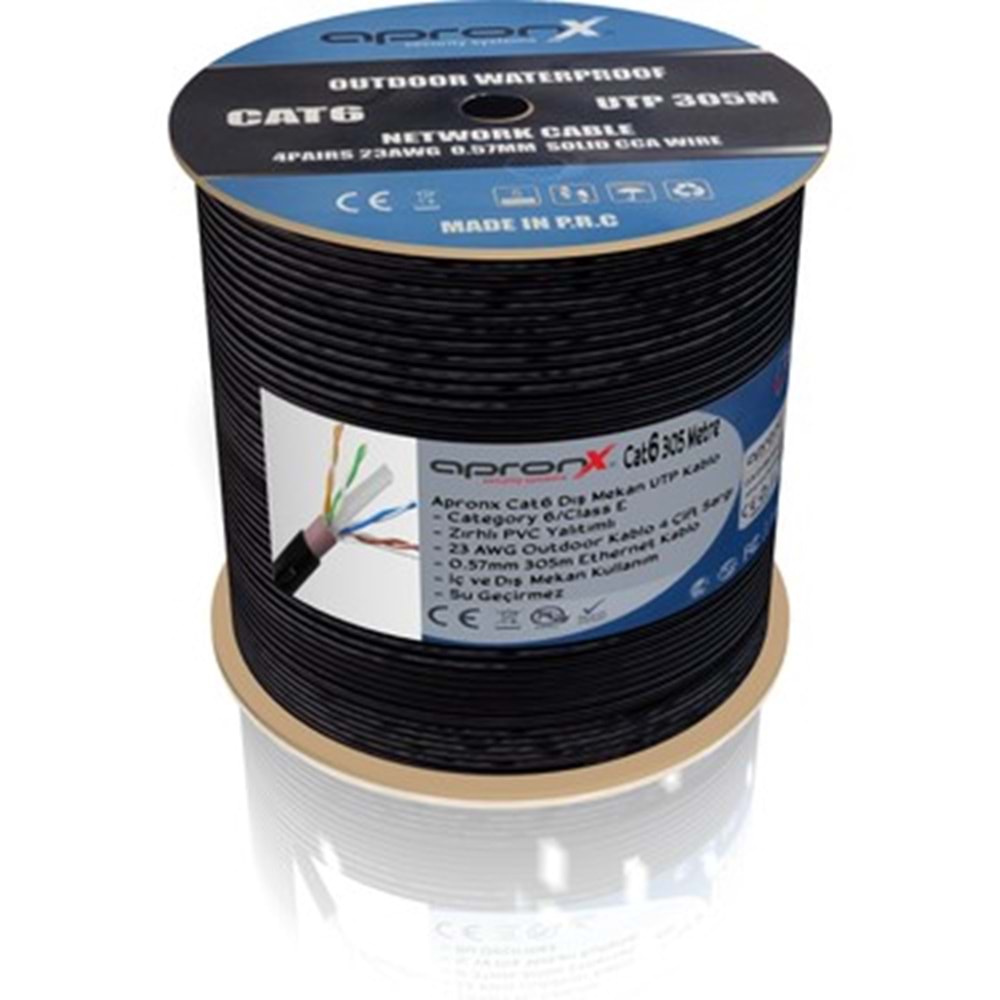 APRONX CAT6 DIŞ ORTAM SİYAH 305MT KABLO