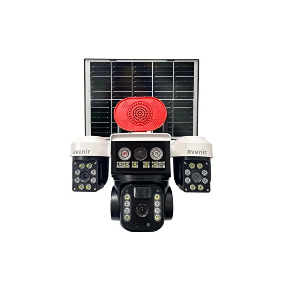 AVENİR AV-S263W BEYAZ 3 KAMERALI 6MP GÜNEŞ PANELLİ SOLAR WİFİ PTZ KAMERA