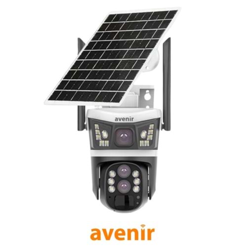 AV-S432 4MP 10X OPTİK ZOOM 2 KAMERALI SOLAR GÜNEŞ ENERJİLİ PTZ 4G SİM KARTLI SESLİ ALARMLI KAMERA