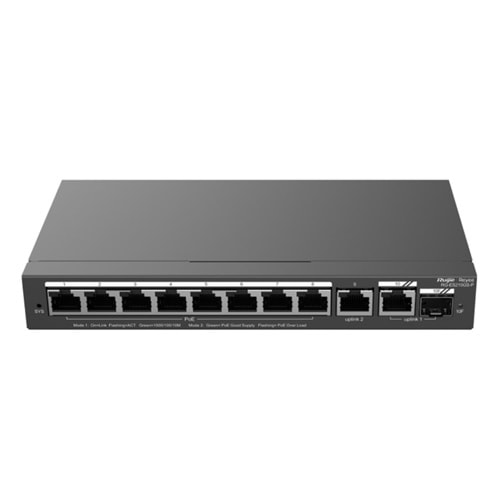 RUIJIE REYEE RG-ES210GS-P 10 PORT GİGABİT YÖNETİLEBİLİR 1xUPLİNK 1xCOMBO 8 PORT POE 120W
