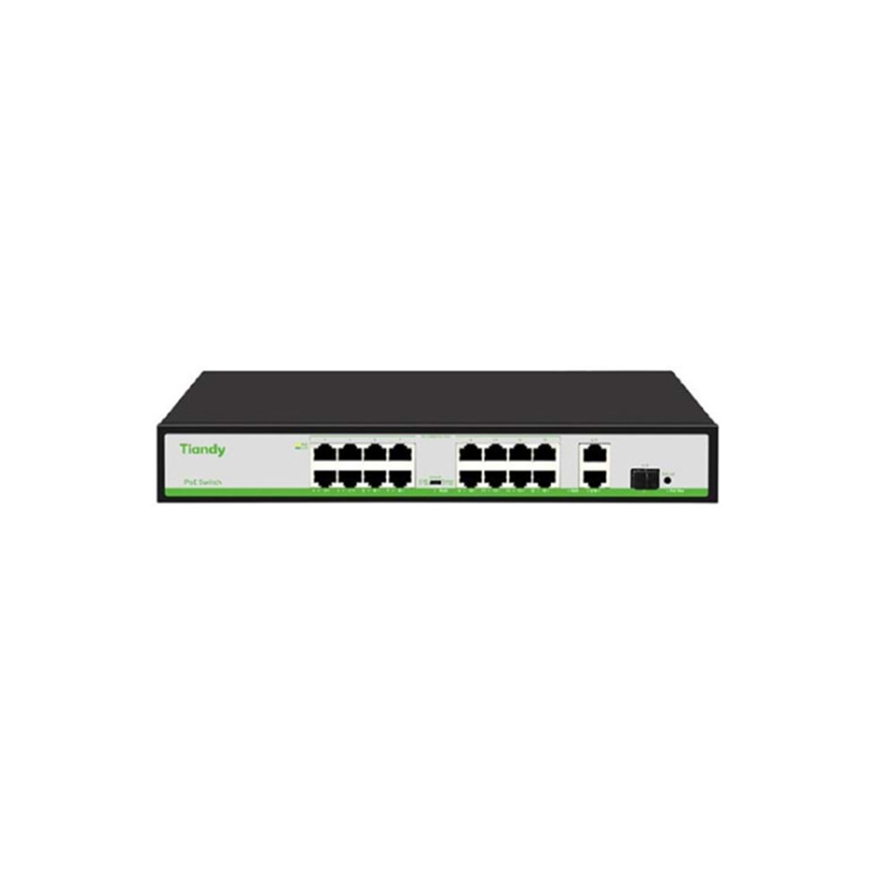 TC-P3S019 Spec:H/1621/AT/180 16*10/100M POE portu + 2* 1000M Ethernet Uplink portu + 1*1000M SFP Portu