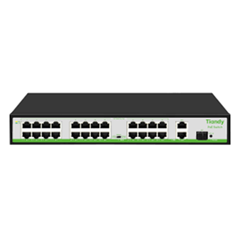 TC-P3S027 Spec:H/2421/AT/260 24*10/100M POE ports + 2* 1000M Ethernet Uplink ports +1*1000M SFP Port